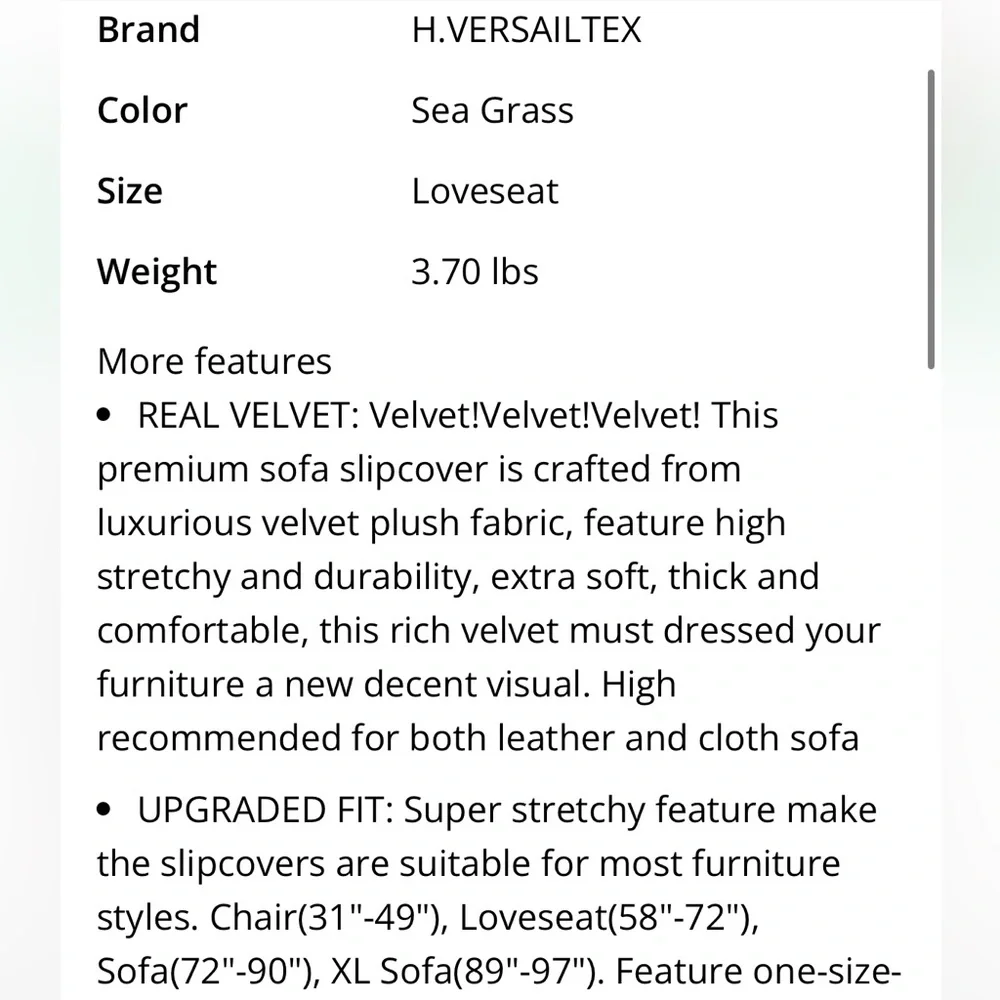 Elegant Green Loveseat Sofa Cover